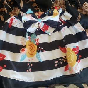 Infant black and white striped floral boutique skirt
